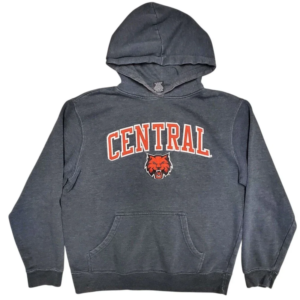 CENTRAL WASHINGTON WILDCATS Sweater Adult XL Gray CWU Spell Out Pullover Hoodie